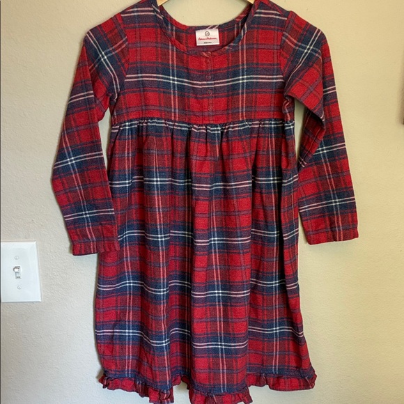 Hanna Andersson Other - Hanna Andersson Girls Red & Blue Plaid Flannel Ruffle Dress Size 130